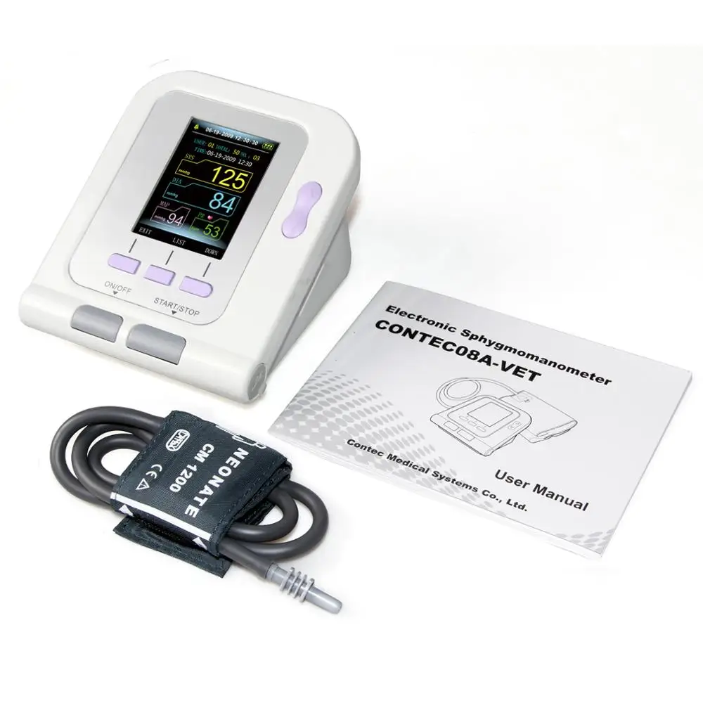 Цифровой Ветеринарный монитор артериального давления NIBP с зондом SPO2(опция) для ветеринара CONTEC08A