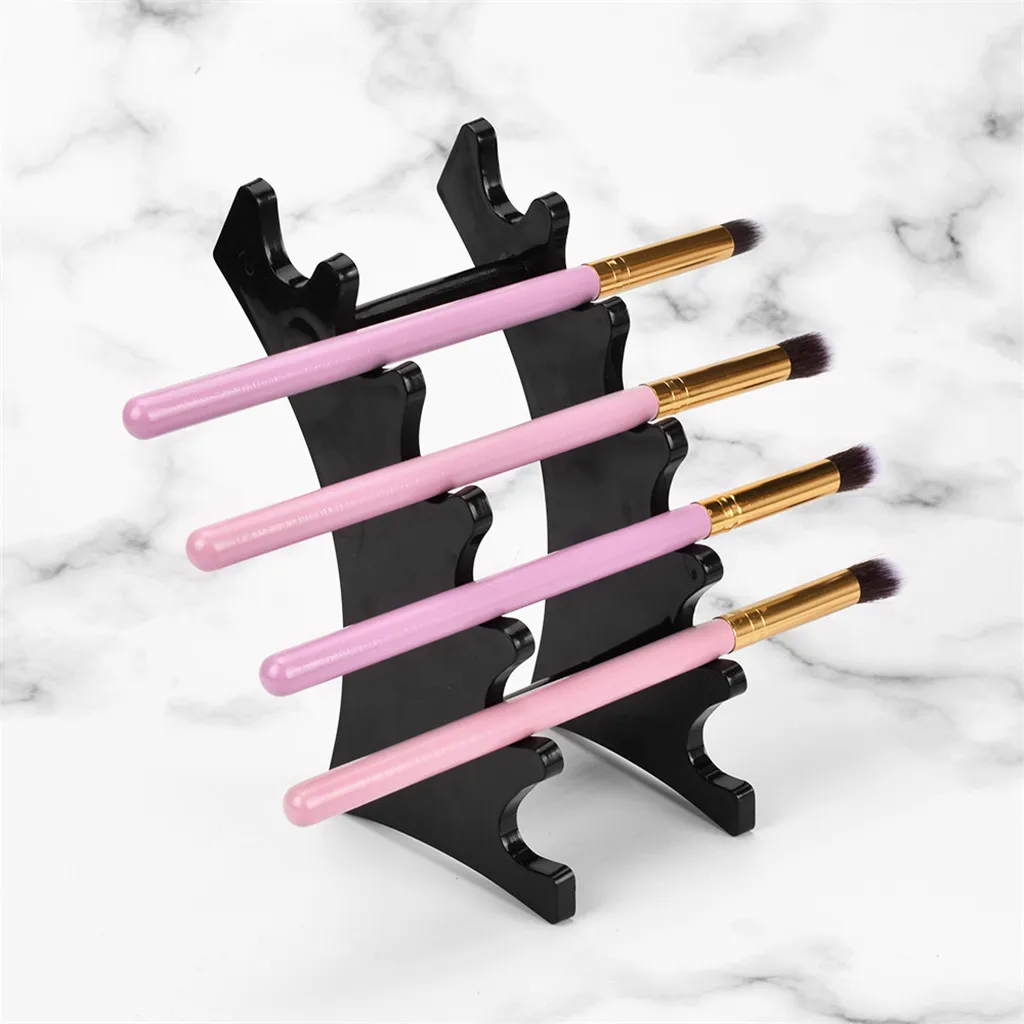 Acrylic 6-Tier Makeup Brushes Drying Rack Storage Display Bracket Shelf Holder for Makeup Brush Set, Clear or Black