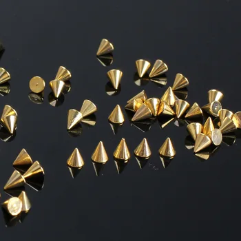 

New 100PCS Punk Cone Metallic Nail Art Decoration Rivet Studs Gold SCI88