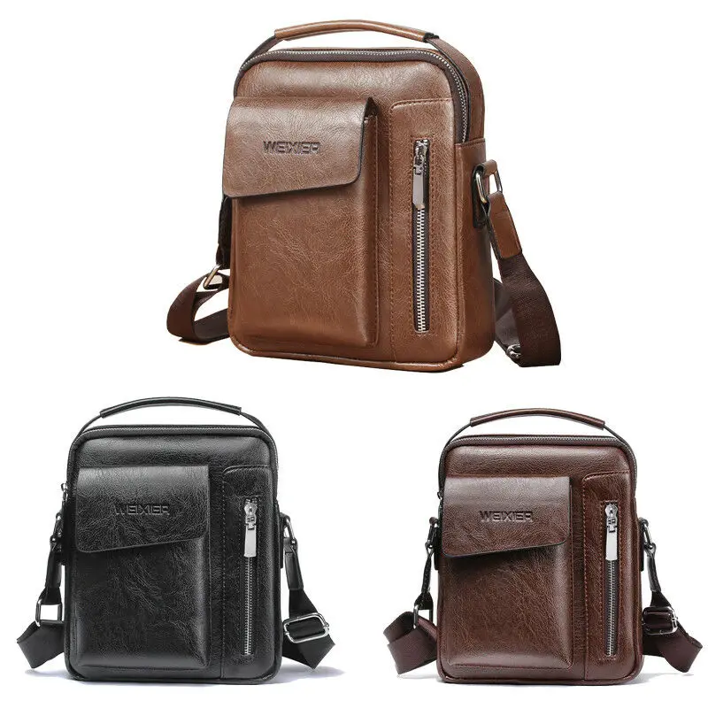 Мужская деловая Повседневная сумка через плечо мессенджер из искусственной кожи