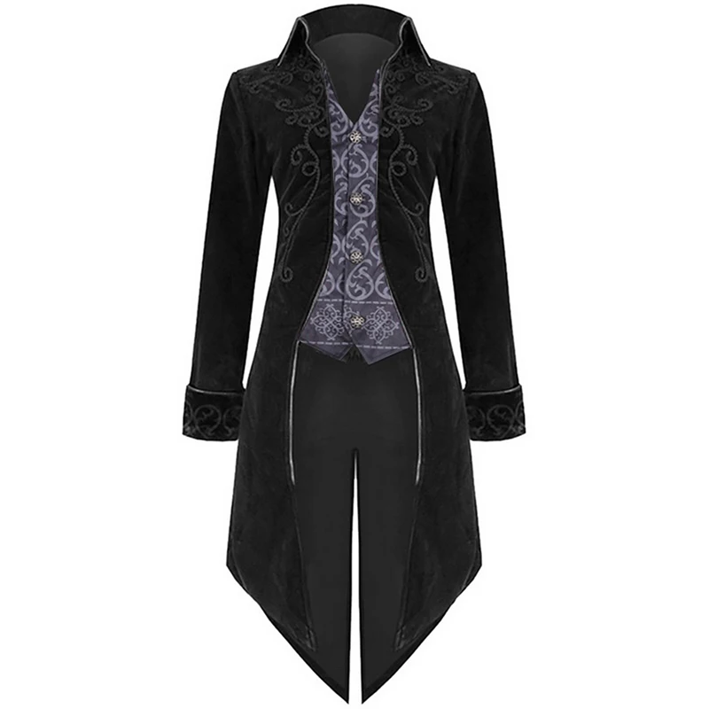 Style 2 Black Мужской карнавальный костюм, вечерние тренчи в винтажном Королевском Стиле, Ретро Готический стимпанк, длинные пальто, джентльменский костюм, куртки casaco - Цвет: Style 2 Black