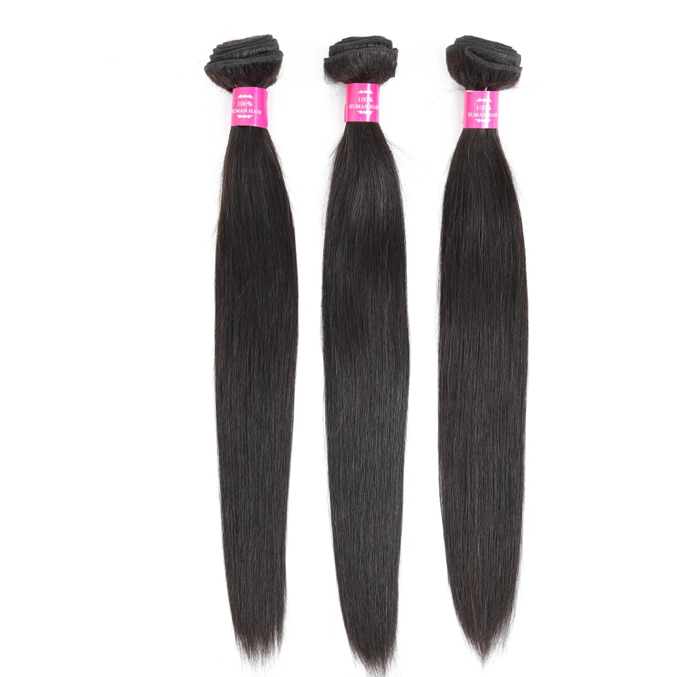 3 Bundles Straight Human Hair with Closure