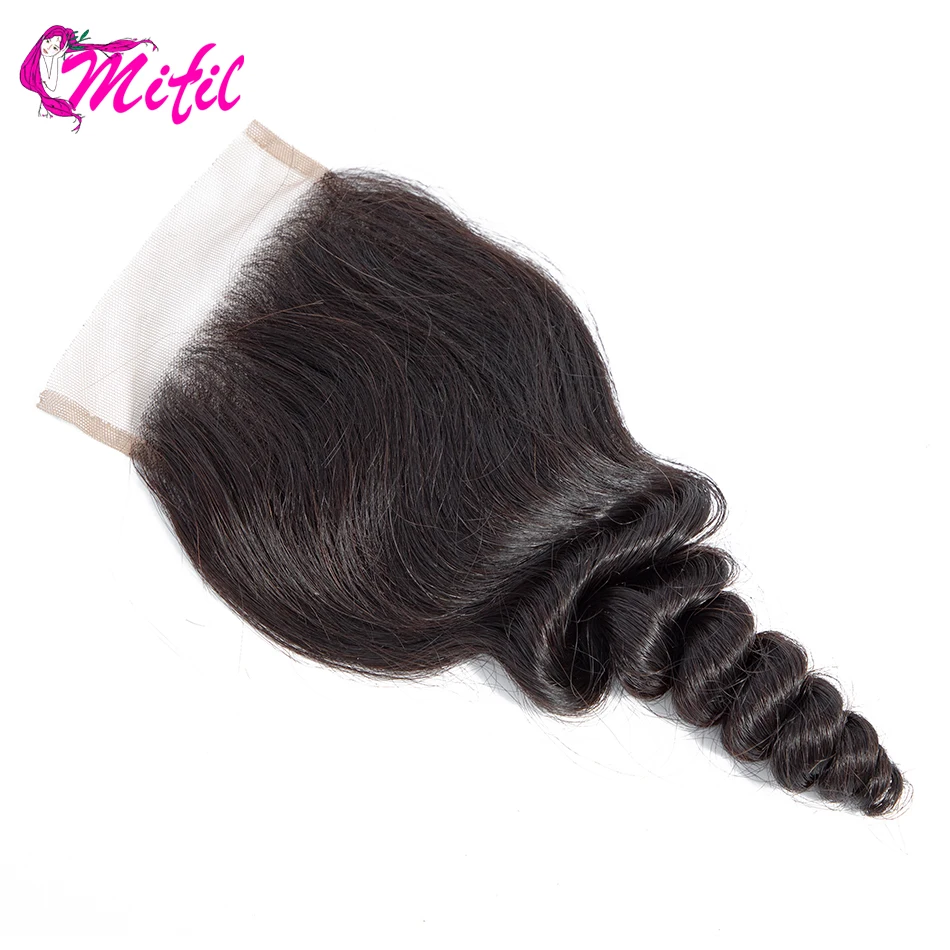 Mifil перуанские человеческие волосы свободная волна 8-20 дюймов 4*4 Кружева Закрытие не Реми ткачество натуральный цвет 1 шт./лот