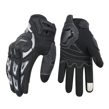 

New 1 Pair Motorcycle Racing Gloves TouchScreen Full Finger Summer Breathable Mesh Outdoor Reflective Strip Wear Resistant Adult