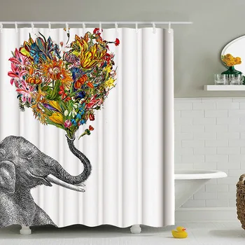 

DIY Shower Curtain 3D Digital Printing Elephant Waterproof New Full Polyester Shower Curtain