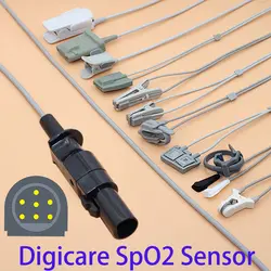 Совместимый 7p Digicare Spo2 кабель датчика для взрослых/детей/новорожденных/ветеринарный, 3 м палец/ухо spo2 зонд