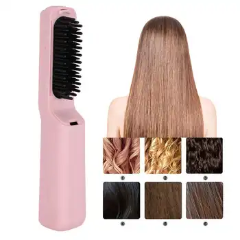 

USB Charging Heating Hair Straighten Comb Electric Straight Hair Brush Men Beard Comb Professional Hair Comb Hair Styling Tool