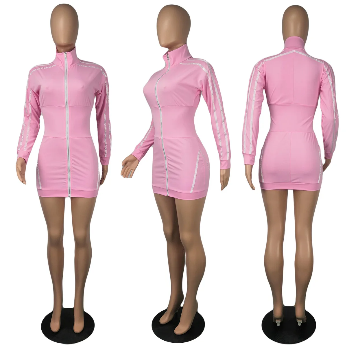 Autumn New Plus Size Women  Cardigan Zipper  Ribbon Sexy  Bodycon  Midi Dress Vestidos Ropa Mujer 3xl 4xl