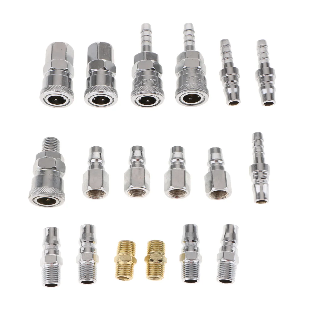 18 Pcs. Universal Compressed Air Coupling Plug Nipple Quick Coupling Hose Connection