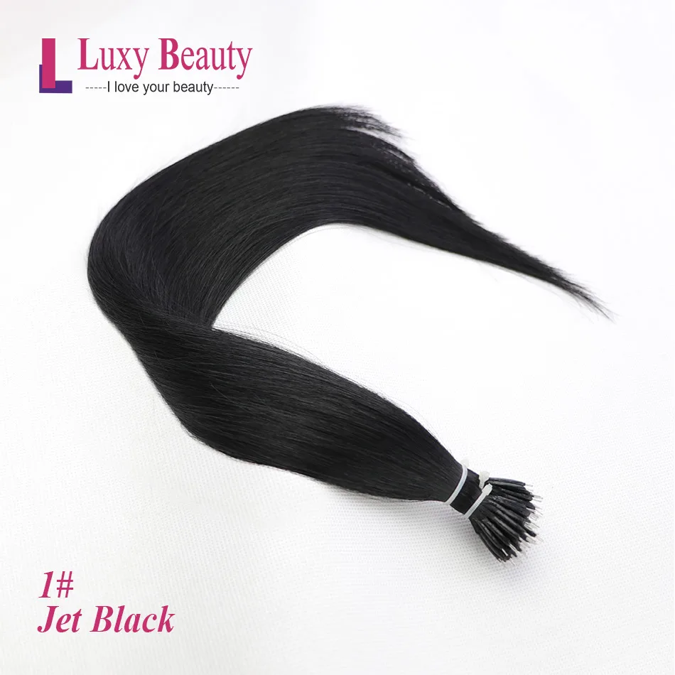 Lucybeauty нано-наращивание волос#1 Jet Black 1"-22" Remy микро кольцо нано бусина волосы микро звено наращивание волос - Цвет: #1