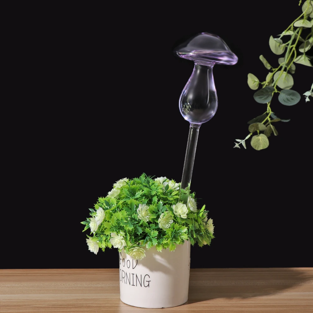 Multicolor Glass Mushroom Design Plant Watering Kits Plant Flowers Water Feeder Self Watering Home Garden Supplies 1PC plant waterer plants irrigation kits