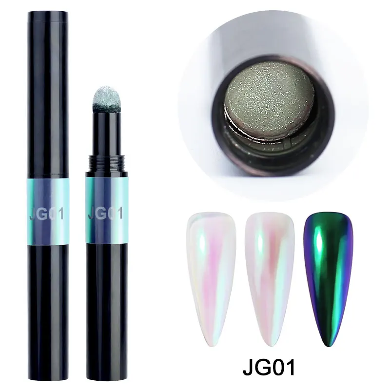 Arte Clavo Air Cushion Magic Powder Pen Mirror UV Gel Chrome Nail Art Glitter Holographic Effect Auroras UV Gel Magic Powder Pen