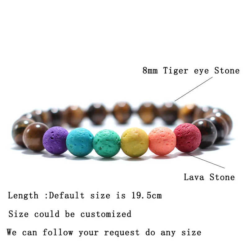 Natural Stone Beaded Bracelet with Onyx and Tiger Eye for Men and Women