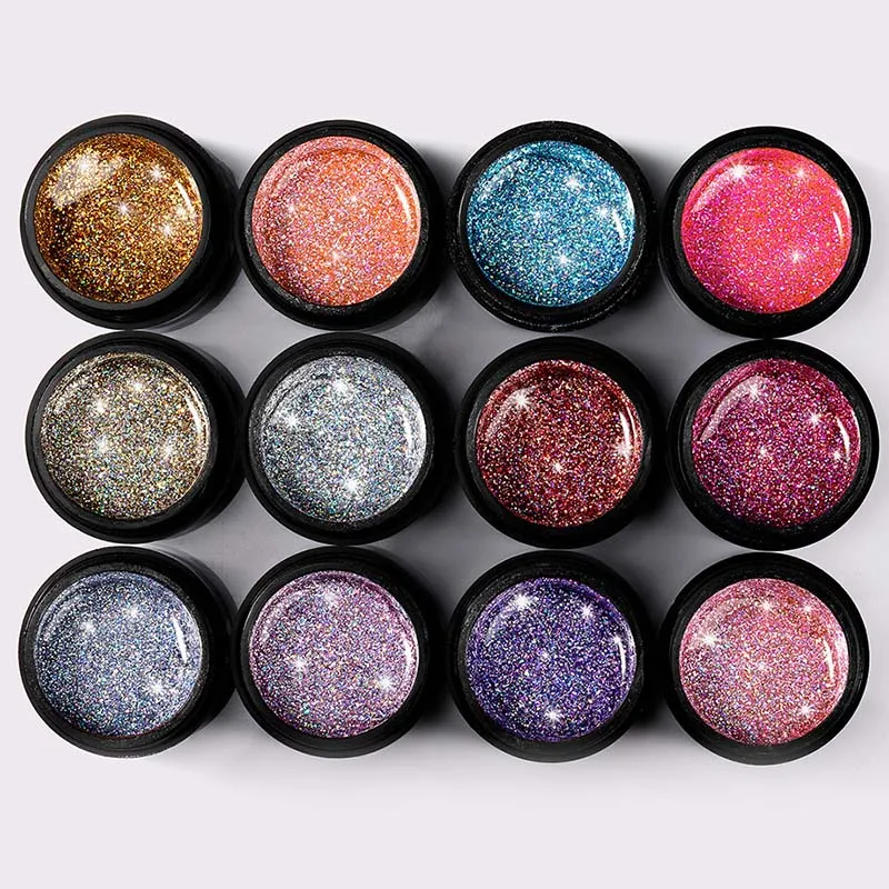Conjunto de Esmalte de Gel de Arco-íris Espumante Embeber Led Glitter Manicure Unha Arte Gel Hjl2021 12 Pçs uv 3 Cheap Gel para unhas