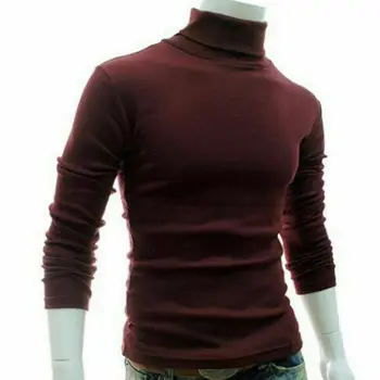 

2019 New Autumn Winter Men'S Sweater Men'S Turtleneck Solid Color Casual Sweater Men's Slim Fit Brand Knitted Pullovers
