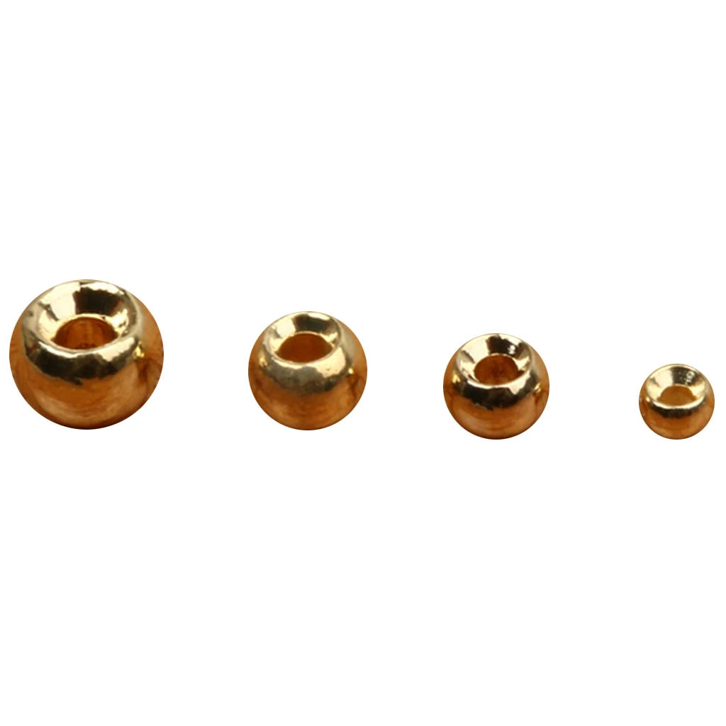 50pcs 4mm Tungsten Slotted Fly Tying Beads Head Nymph Flies Round Ball Beads Fly Tying Material Fly Fishing Accessories Gold