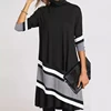 Women Turtleneck Warm Vintage Face Print Dress 2022 Autumn Elegant Long Sleeves Patchwork Dresses Female Casual Loose Vestidos ► Photo 2/6