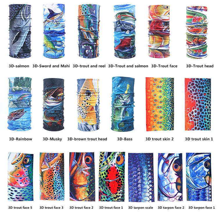 

Fishing Headscarf Fish Pattern Flexible Headscarf UV-Protection Windproof Sun-resistant Outdoor Face Towel Fishing Gear