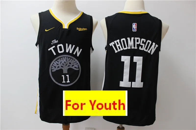 1 Youth golden state#30 Стивен Карри#11 Клай Томпсон Дети Белый Синий воины Джерси - Цвет: 1