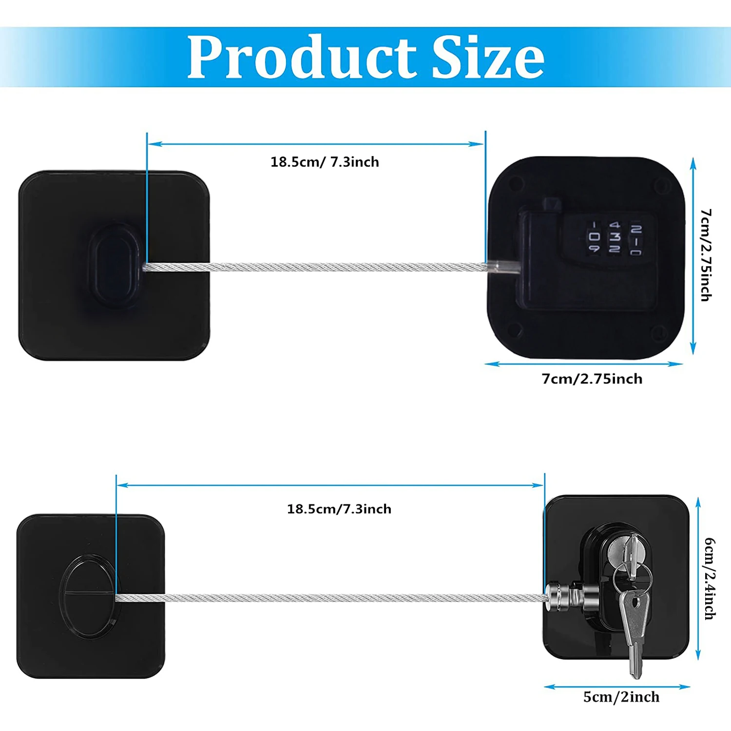 Frigorífico Lock com chaves ou codificado Lock, Segurança infantil, fechaduras do armário, deslizante porta do armário, Segurança do bebê, 1Pc