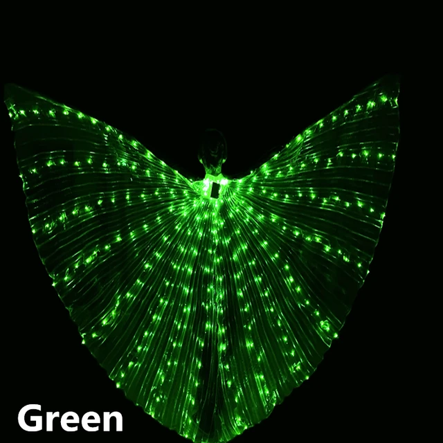 Belly led dance wings Isis wings led glow belly dance gadgets wings costume butterfly wings adult with adult children's sticks Green
