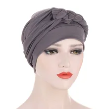 Wiosna 2021 nowe style warkocz multicolor miękki turban kapelusze muzułmańskie chemioterapii kapelusze moda damska turbany bawełna turban kapelusze tanie tanio JTVOVO CN (pochodzenie) Wzorzyste hidżaby COTTON Adult Z elementami naszywanymi Hijabs Z dzianiny Head circumference 58cm