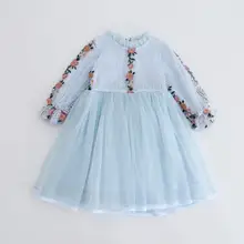 Новинка г.; весенние детские длинные кружевные платья в сеточку; модная Милая одежда принцессы для девочек; 5 шт/лот;