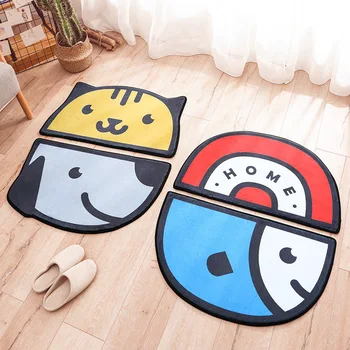 

Cartoon Cute Animal Semi-circular Home Bathroom Water-absorbing Floor Mats Non Slip Rugs Door Mat 50x80cm