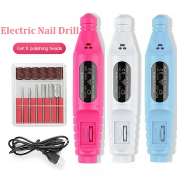 

1 Set Electric Nail Drill Machine Kit USB Charging Manicure Machine Nail Art Pen Pedicure Gel Ceramic Nail File Nail Art Tools