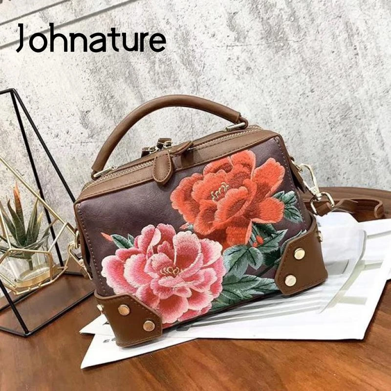 Johnature Summer 2020 New Luxury Handbag Handmade Embroidered Women Bag Chinese Style Floral Small Shoulder Messenger Bags | Багаж и сумки