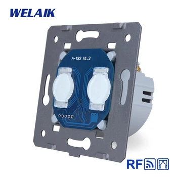 

WELAIK-1 European Curtain Switch 2Gang1Way Remote control RF Crystal Glass Panel Wall Touch Switch DIY Parts AC250V A923CL