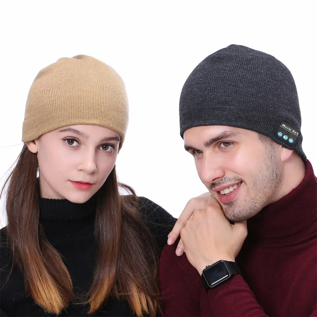 Женские и мужские Bluetooth шапки с наушниками, шапка бини, беспроводная смарт-гарнитура, динамик, зимняя уличная спортивная стерео музыкальная шапка, теплые шапки