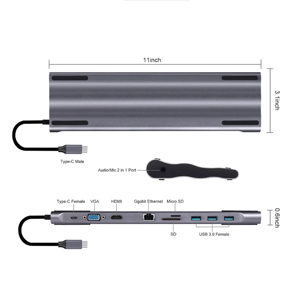 Концентратор USB type C к USB3.0 HDMI RJ45 usb-хаб для MacBook Pro Аксессуары USB разветвитель Мульти 10 портов type C концентратор USB-C