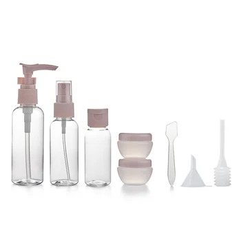 

8pcs Portable Reusable Travel Cosmetic Storage Bottle Set Refillable Transparent Pressing Cream Shampoo Jars Container Bottle