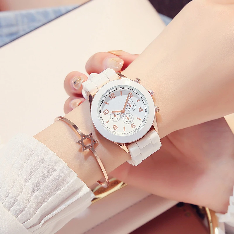 Relogio Feminino новые модные повседневные женские белые силиконовые кварцевые часы