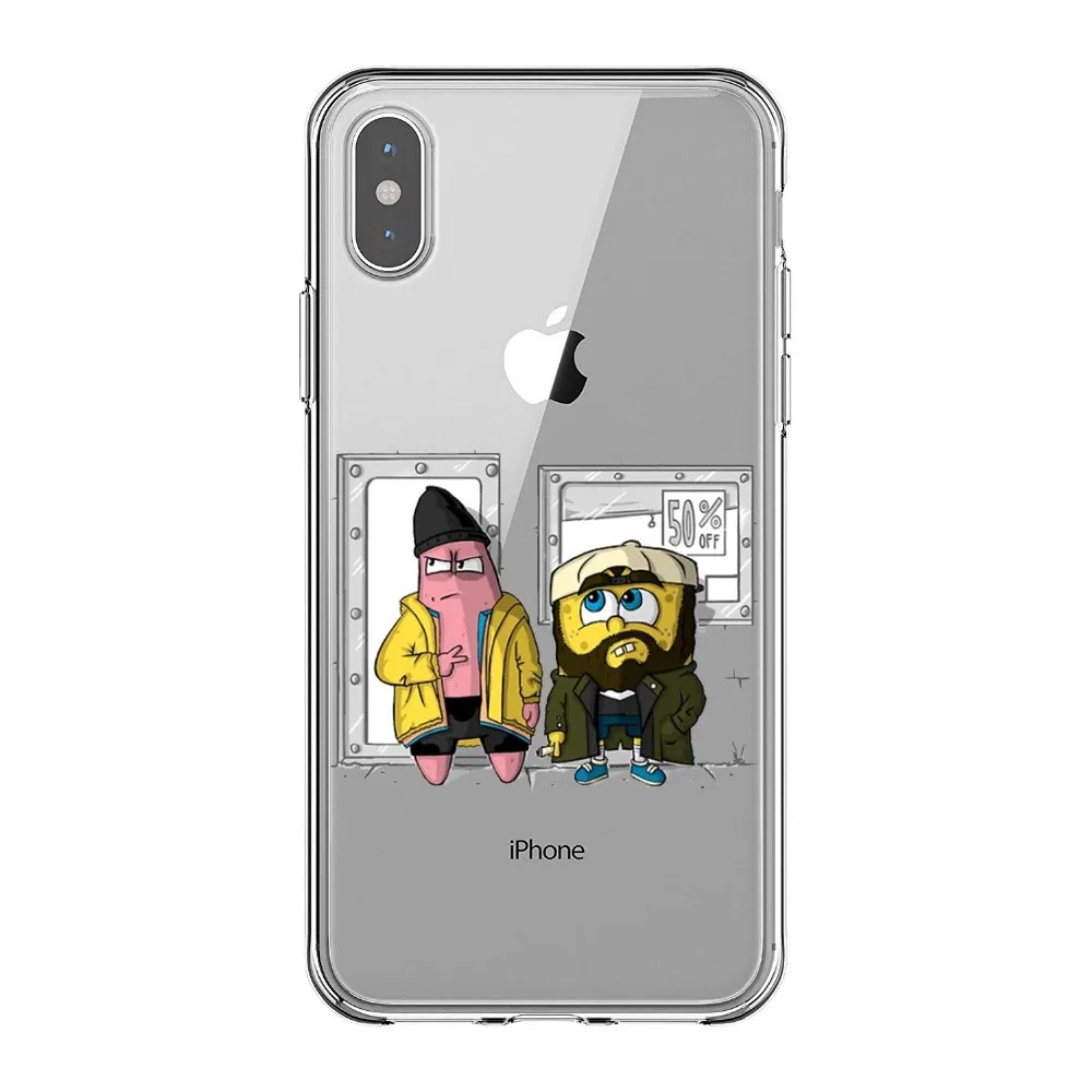 Fashion funny SpongeBob SquarePants and Patrick Soft Silicone TPU Phone Cases Cover For iPhone 5S SE 6 6SPlus 7 8Plus X10 XS MAX