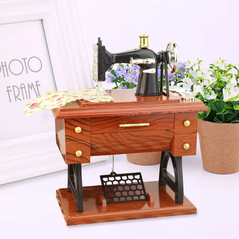 

Musical Boxes Sewing Machine Decoration Vintage Clockwork Style Small Size ABS