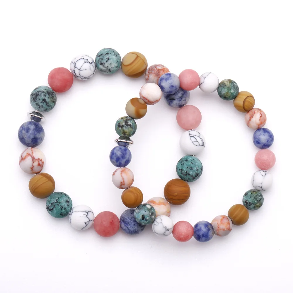 Style1 Bead 10MM 1 шт./компл. натуральный камень эластичный браслет цветная жемчужина цепь пара ювелирных изделий Аксессуары для женщин мужчин подарки дропшиппинг - Окраска металла: Style1 Bead 10MM