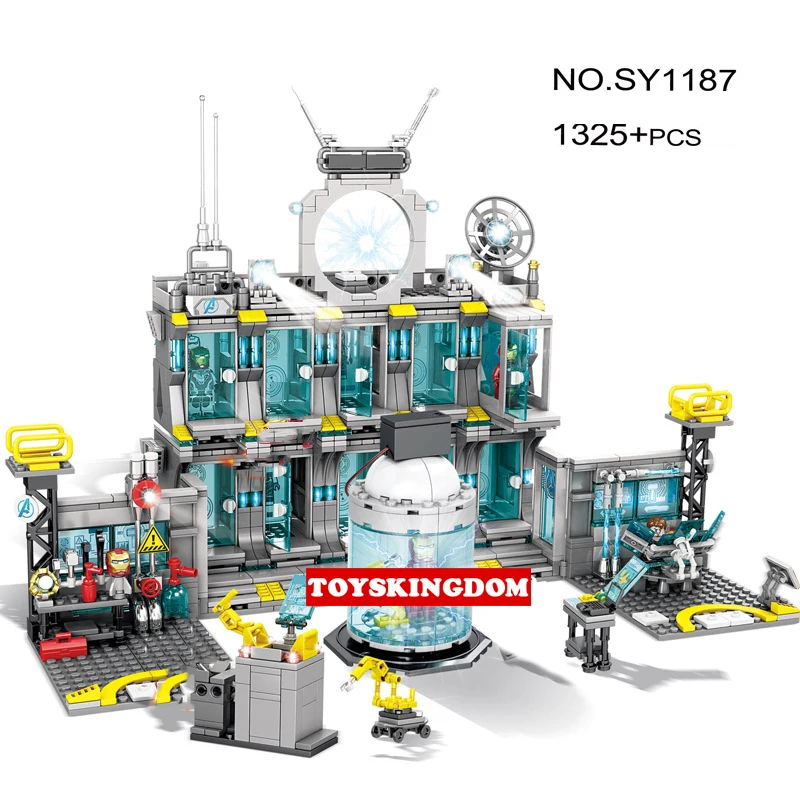 

super heroes marvel ironman Underground base hangar building block avenger tony Stark figures bricks quantum mk1 mk50 mk86 toys