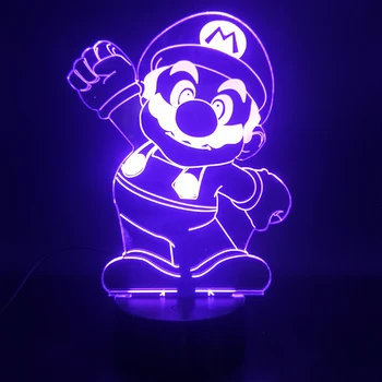 

3D Lamp Cartoon Game Mario Greeting Cute Present for Teenager Battery Powered Colorful with Remote Acrylic Led Night Light Lamp