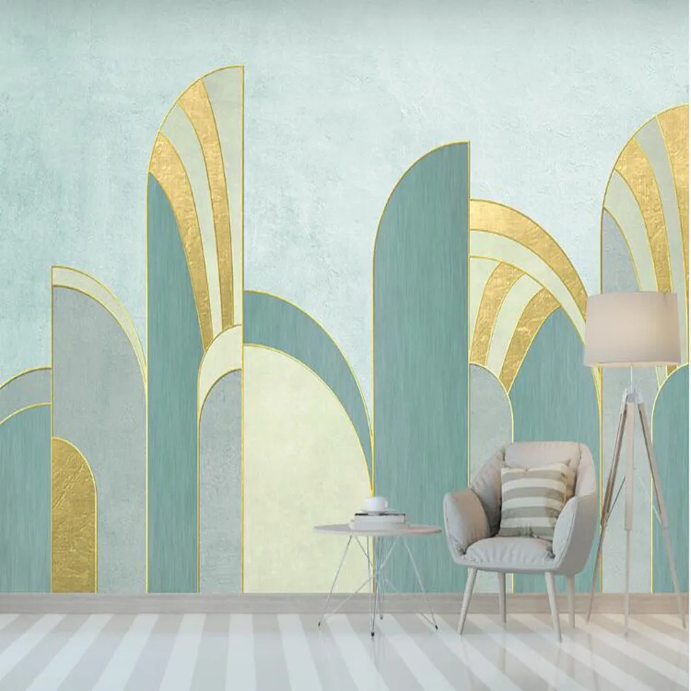 

Milofi custom 3D solid geometry gold mosaic graphics large TV bedroom background wallpaper mural