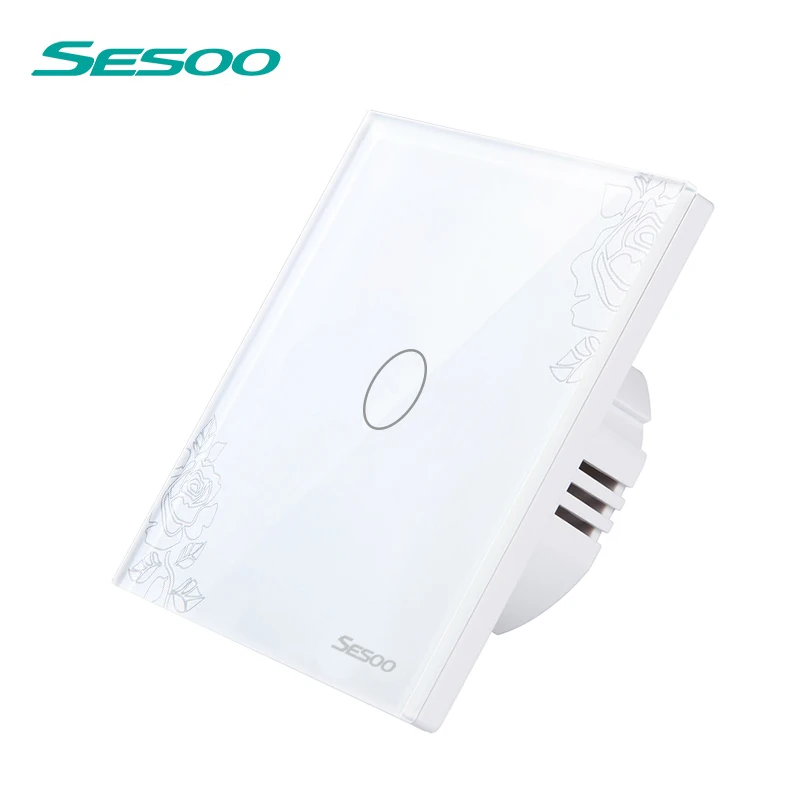 SESSO Touch Wall Light Switch 1/2/3 Gang 1 Way AC170-240V Crystal Tempered Glass Panel (No Remote Control Function) afbeelding