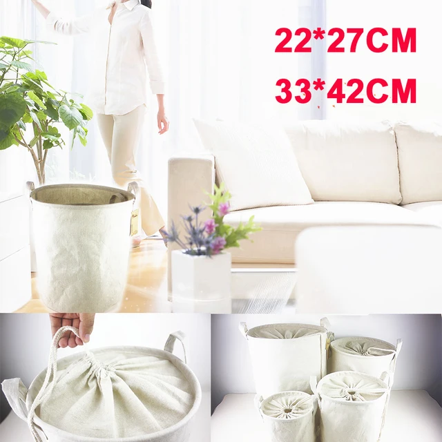 Pamut-Linen Kézitáska Baba Gyerek Játék Vászon Mosoda Kosár Tároló Táska Összecsukható