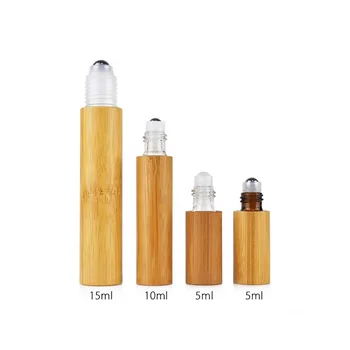 

5ml Portable Mini Refillable Perfume Bottle 5ccFrost Roller Glass Bottles Essential Oil Bottle 5ml Roll-On Bottle with bambo lid