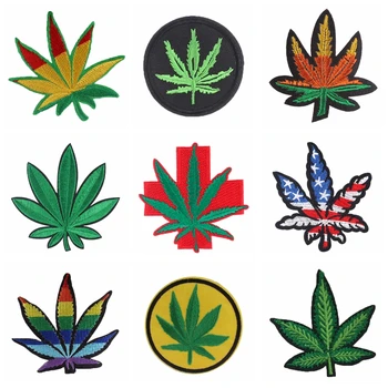 

Maple Leaf Iron on Patches On Clothes Leaves Embroidered Patches For Clothing Stickers for Clothes Jacket Patch Stripe Applique