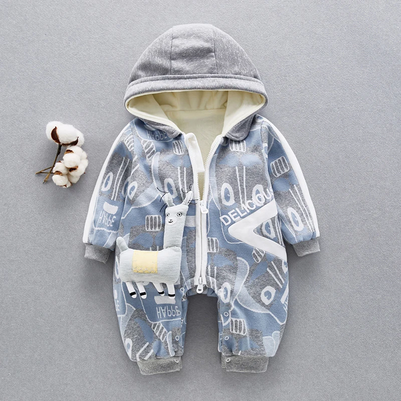 Бархатная хлопковая одежда для малышей; Комбинезоны для маленьких мальчиков и девочек; зимние теплые толстовки с длинными рукавами для новорожденных; комбинезоны
