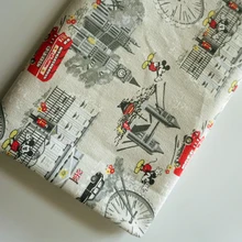 Британский солдат Биг Бен Микки Маус ручная работа пэтчворк хлопок холст ткань шитье подушка для сумки Diy скатерть-занавеска диван 91 см* 145 см