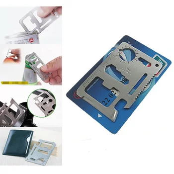 

11-in-1 EDC Multi-tool SOS Outdoor Survival Card Multifunctional Pocket Jar Bottle Opener Screwdriver Spanner Ruler