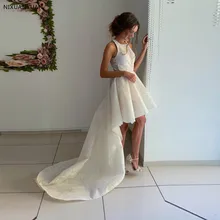 Короткое свадебное платье с бретелькой на шее асимметричное вечернее платье невесты с кружевными аппликациями Vestido De Novia