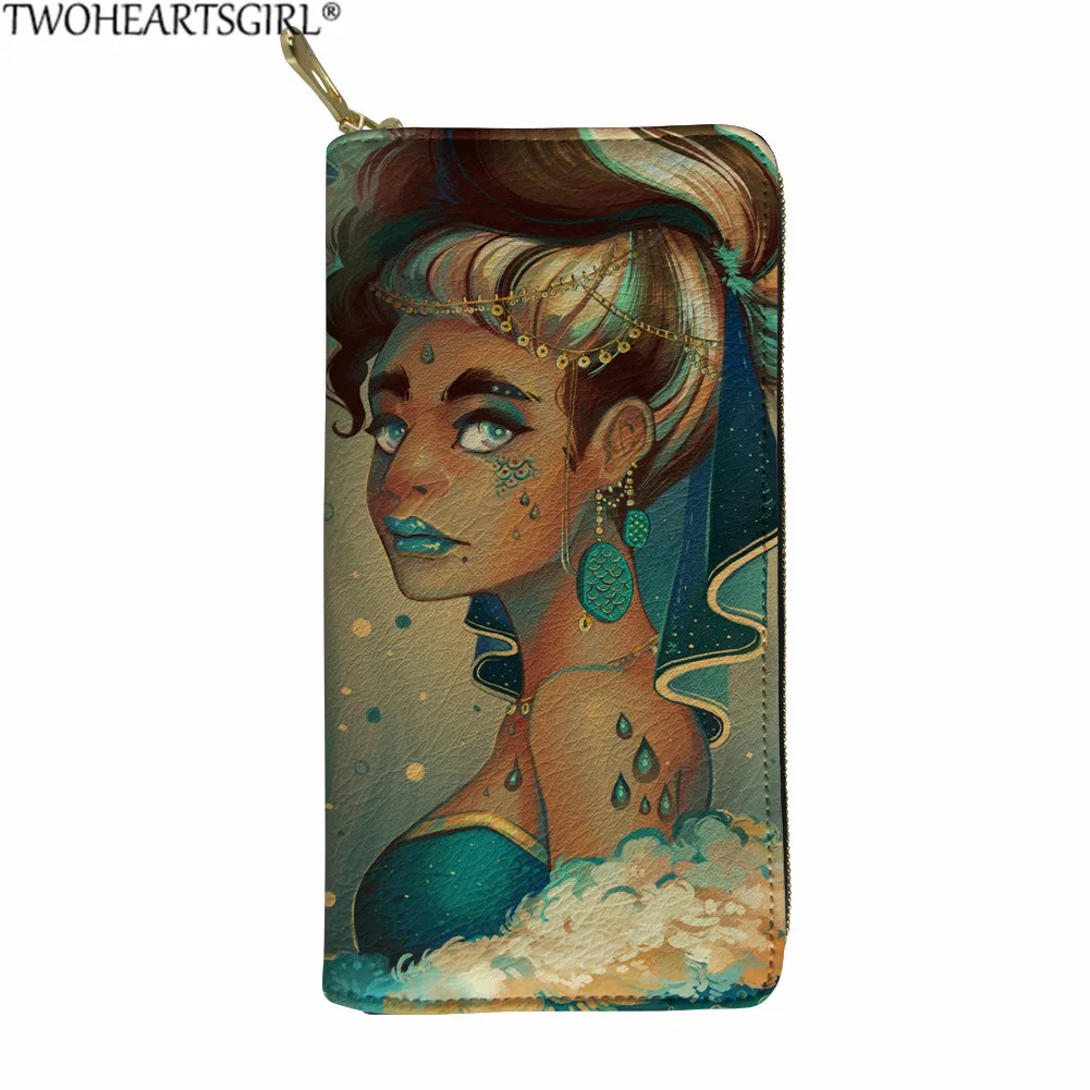Twoheartsgirl, африканские кошельки с принтом для девочек, мягкие кошельки из искусственной кожи с рисунком из мультфильма, Дамский кошелек для монет, Длинные сумки для денег, сумочки, сумки для телефона - Цвет: YY2601Z21